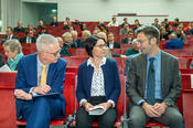 Gleich geht es los: Präsident Prof. Dr. Günter M. Ziegler, Dr. Tina Klüwer, Prof. Dr. Hannes Bernien (v.l.n.r.).